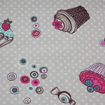 beschichtete Baumwolle (Acryl) - Muffin + Kuchen beige