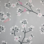 besch. Baumwolle GROSSE Kirschblüte grau / rosa  - AUSVERKAUFT  
