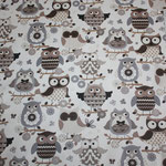 besch. Baumwolle (Acryl) - Eulen beige / grau 