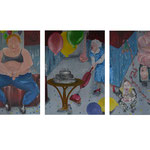 Der Geburtstag/Triptychon (Öl, Köhle auf Leinwand / Oil paint, coal on canvas)