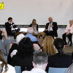 Podiumsdiskussion, diskutierten Staatssekretär Dr. Ralf Kleindiek (BMFSFJ und die Abgeordneten des Bundestags Marcus Weinberg (CDU) und Lisa Paus (Bündnis 90/Die Grünen), Erika Biehn