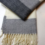 Light gray, dark gray, off white