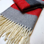 Dark gray, red, light gray