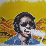 Muurschildering Stevie Wonder, 80x80cm, Acryl (in opdracht)