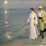 Peder Kroyer (Danimarca, 1853-1909) Summer Evening at the Beach of Skagen - The artist and his wife (1899).