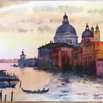 Venise s'endort_papier aquarelle Clairefontaine grain torchon 18x24 cm, 300 g/m2.