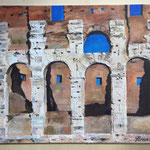"Le Colisée de Rome. Jeux d'ombre et de lumière". Peinture acrylique 24x30 cm