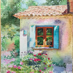 Fenêtre sur jardin_papier aquarelle Clairefontaine grain torchon 18x24 cm, 300 g/m2.
