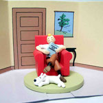 Figura en Resina Tintín en América. Incluye Diorama de la Escena en Cartón. Licenciada.