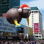 Kiwi mit Weihnachtsmütze und Flip Flops