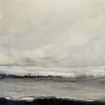 lucent landscape – black & white - acrylic with resin, on wood - 15,5  x 15,5 x 1,5 