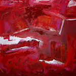 voyage rouge - Acrylic with sand and gloss varnish, on canvas - 39,5 x 39,5 x 1,5