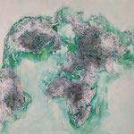 one earth - around the world - Acryl mit Patina auf Leinwand- 100 x 120 