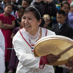 Trommeltanz zum grönländischen Nationalfeiertag, am 21. Juni 2014 in Tasiilaq, Ostgrönland