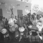 Performing with Namakan Keita, Bon Traole and the Sagele village drummers, Sagele 1998