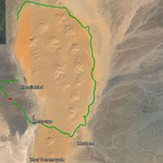 Unsere Route im und durch den Erg Chebbi ( Quelle: Google Earth )