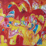 Nr. 43: In der Manege oder Hinter dem roten Berg, 11/1997 Acryl auf Leinwand, 120x80 cm, Privat