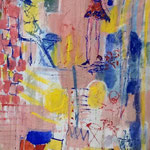 Nr. 13: Café international, 7/1995 Acryl auf Holz, 40x127 cm, Privat