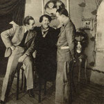 Jerzy Liedtke Lucyna Messal Zbigniew Rakowiecki podczas próby do spektaklu Cnotliwa Zuzanna 1937
