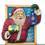 Réplica de cuadro navideño de papá Noel con linterna