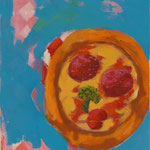 "Hallo, Pizza!" (Hej, Pizza!), 2020, Acryl auf Leinwand, 40x50 cm 