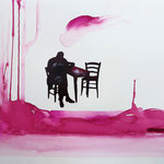 Il comodo inferno, 2022 . watercolor and collage on paper . cm 28x38