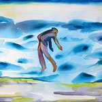 Deserto blu (Il terzo tetativo), 2022 . watercolor on paper . cm 28x38