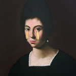 Grandi lacrime, 2024 . wood, collage and acrylic on canvas . cm 40x30