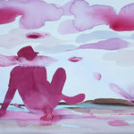 Autoritratto nuvole e sangue, 2026 . watercolor on paper . cm 28,3x38,5