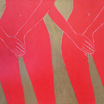 Due donne, 2000 . acrylic on wood . cm 40x49