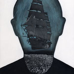 Il viaggio (Terza Elegia), 2010 - acrylic and collage on wood - cm 43x30,5 - dai Dialoghi con Neumann