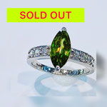 Ptスフェーン・ダイヤリング　Ｓ：1.94ct （マーキスカット）　Ｄ：0.28ct 　枠：4.19g　サイズ直し可能範囲：8番~16番　￥230,000（税込）