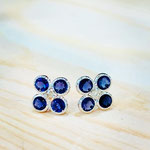 K18WGアイオライト・ダイヤピアス　Ａ：0.40ct×2　D：0.08ct×2　直径：約8.5mm　キャッチ留式　￥23,000（税込）