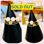 K18パール・ダイヤリング　適応サイズ #9～#16 販売価格：￥48,000（税込）  ＊写真の様にパール位置はスライド可能です。