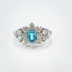 Ptパライバトルマリン・ダイヤリング　T：0.35ct　D：1.20ct　GIAブラジル産　￥770,000（税込）