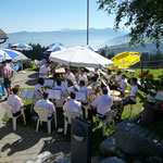 Diebishüttli mit Früehschoppekonzert und Säntis im Hintergrund