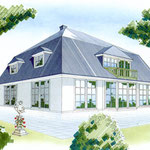 Gebäudeskizze, COPIC-Markerzeichnung für einen Immobilienprospekt