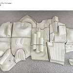 Sculpted bas-relief by Olivia Cognet, fresco in volume, in ceramic by Olivia Cognet, by order. Galerie Gabel- Biot- Côte d'Azur
