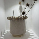 Olivia Cognet taupe crackle glaze ceramic pot. Available Galerie Gabel