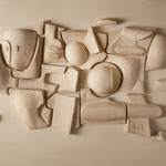 Olivia Cognet, bas-relief, fresco in volume, ceramic by Olivia Cognet to order. Galerie Gabel, Côte d'Azur