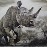 Rinoceronte, óleo sobre lienzo, 70 X 100 cm.