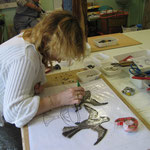 les colombes en mosaïque de Christine, son premier ouvrage