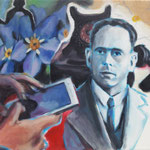 Vergiss mein nicht - Hommage an Franz Jägerstätter, Acryl/Lw, 40 x 50 cm