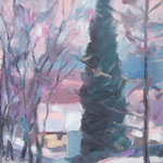 Blick aus meinem Atelier,  Öl/Lw, 40 x 40 cm