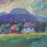Blick zum Traunstein,  Öl/Lw, 40 x 60 cm