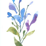 Aquarellübung "Abstrakte Blüten 2": blau lila Blüten
