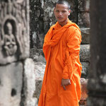 A monk inside Prasat Bayon, Angkor / Cambodia, Copyright © 2011