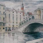 Rialtobrücke, Otto Eberhardt, 2002, Aquarell, Papier, fehltcm, ID1516