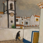26- Portugal, Odeceixe, Technique mixte (fusain, pastel, huile), format 61 cm x 50 cm, prix : 650 €