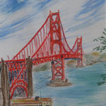 Pastellölkreide San Francisco Golden Gate Bridge